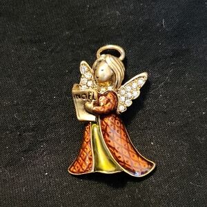 Gold and Brown Angel Brooch